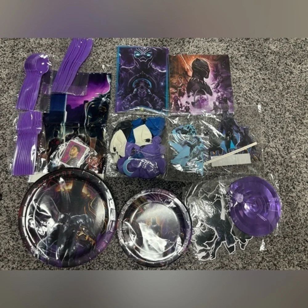 Black Panther Party Supplies Set - Purple, black and Blue